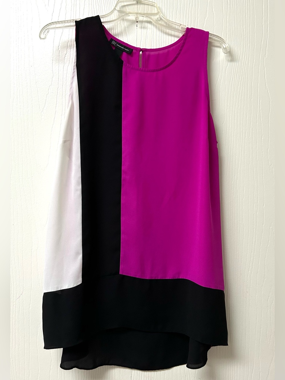 INC International Concepts Magenta, Black & White Colorblock Sleeveless Tunic To